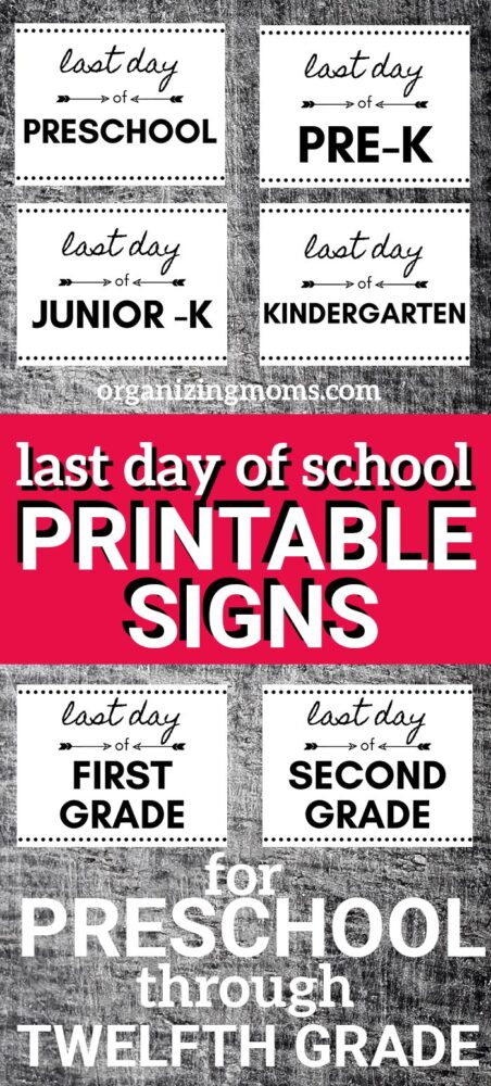 printable signs for the last day of school