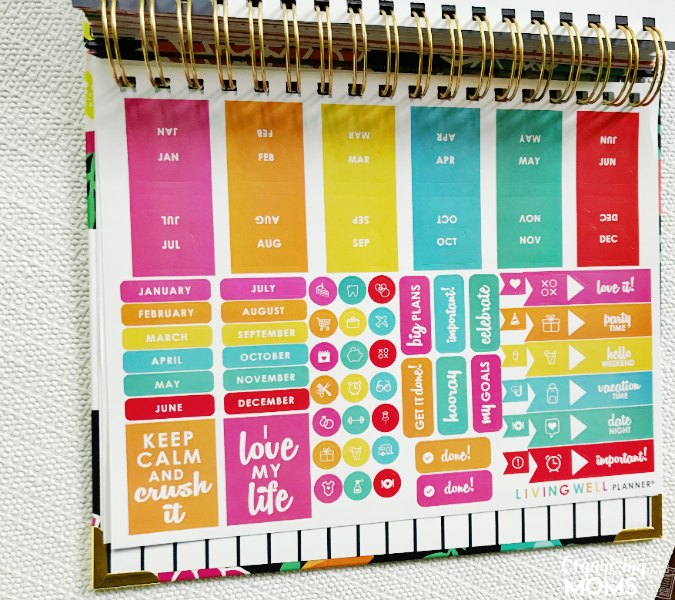 The Living Well Planner comes with tab stickers you can use to set up your planner. You can begin using it at any time of the year!