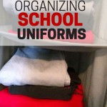 Easy technique for organizing school uniforms for youngsters so they can dress themselves in the mornings.