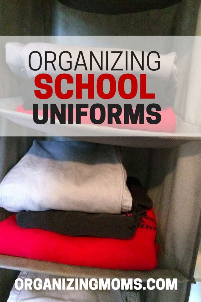 Easy technique for organizing school uniforms for youngsters so they can dress themselves in the mornings.