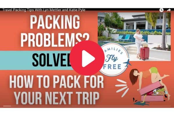 text: packing problems solved. how to pack for your next trip image of woman trying to fit clothes in suitcase