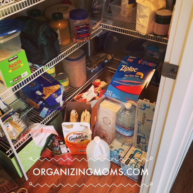 This is what our pantry looked like before we did ten minutes of decluttering.