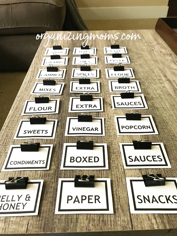 pantry labels on binder clips