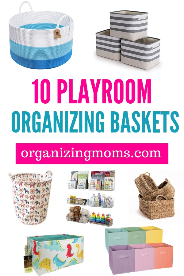 Playroom baskets to control the chaos once and for all! How to use playroom baskets to control toy clutter and organize your playroom. The best playroom baskets for organizing and beautifying your space.