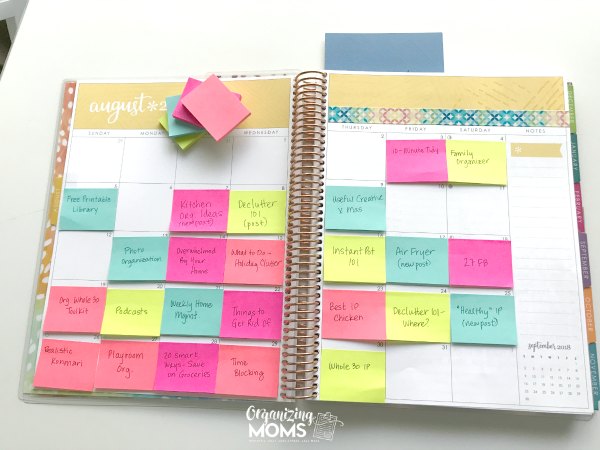 Sticky notes fit right in each date in the Erin Condren Deluxe Monthly Planner. Great for flexible scheduling and moving things around!