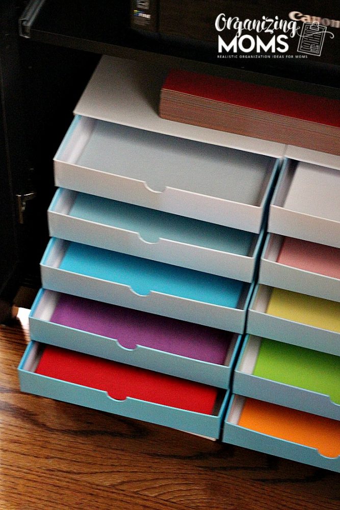 How to organize a printer and paper. Great for families with kids who use the paper and/or printer.