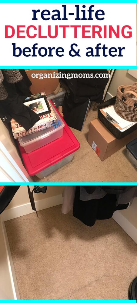 before and after pictures of decluttered closet