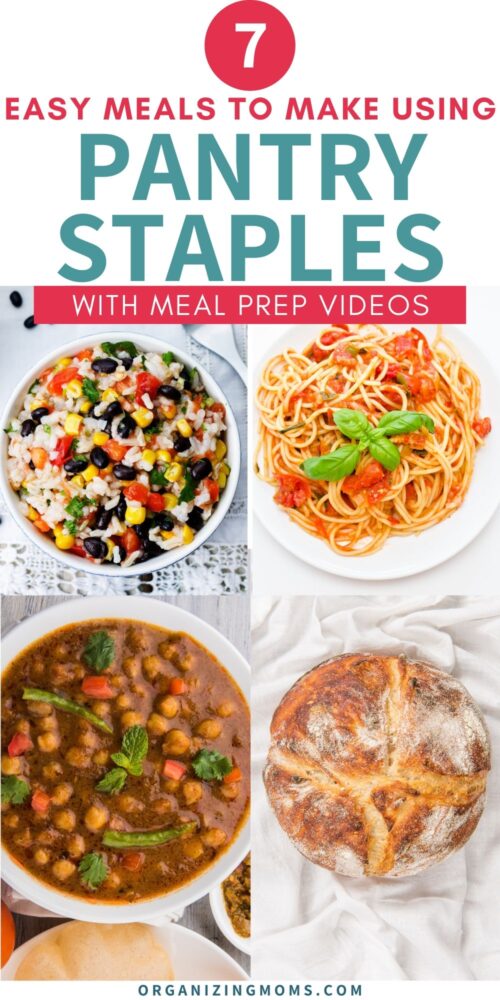 4 simple pantry meals on tables