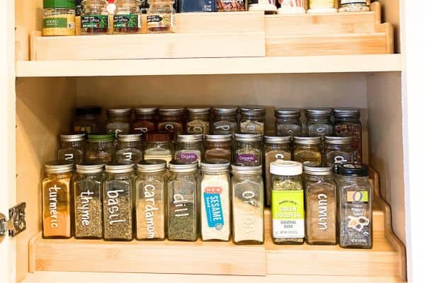 spice organizer risers in regular kitchen cabinet
