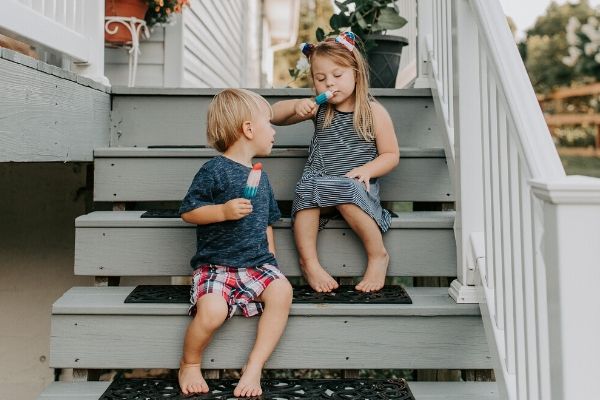 toddlers on stairs