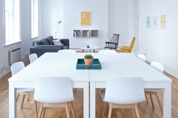 An uncluttered dining room table