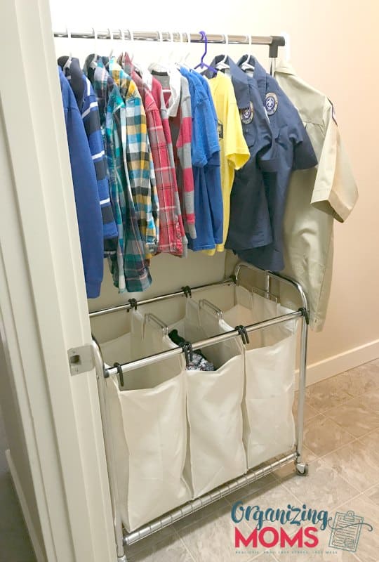 Fancy clothes and uniforms stay in the laundry room. How to help your child organize clothes.