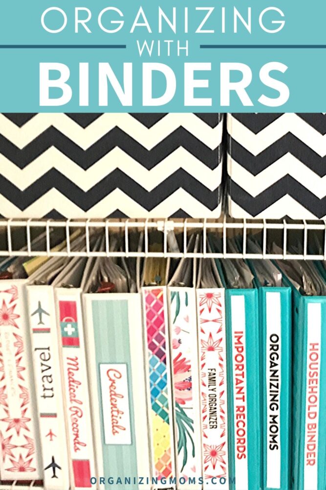 binders on shelf for paper organization