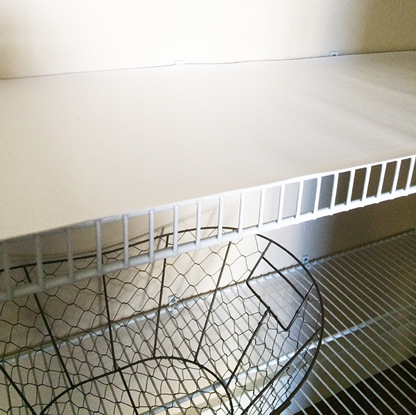 wire shelf covered